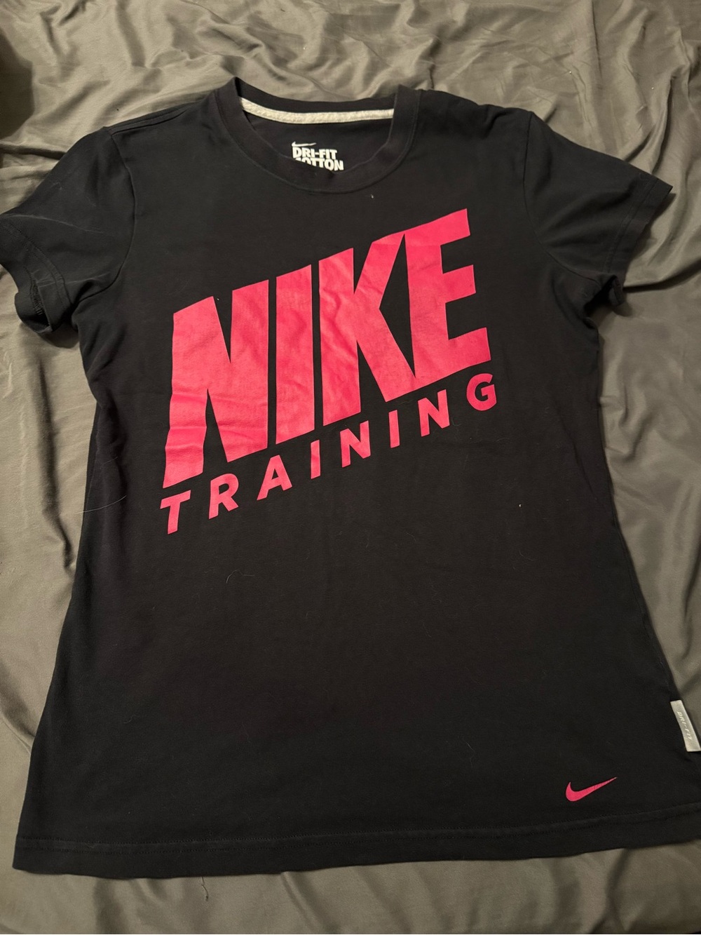Nike Black Dri-FIT Cotton Tee with White Print
